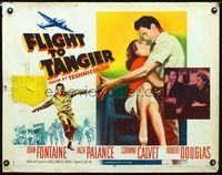 1c391 FLIGHT TO TANGIER style B half-sheet movie poster '53 3D, sexy Joan Fontaine, Jack Palance
