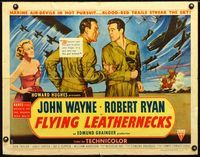 1c392 FLYING LEATHERNECKS style B half-sheet movie poster '51 John Wayne, Robert Ryan, Howard Hughes