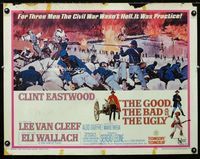 1c400 GOOD, THE BAD & THE UGLY half-sheet poster '68 Clint Eastwood, Lee Van Cleef, Sergio Leone