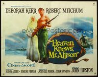 1c408 HEAVEN KNOWS MR. ALLISON half-sheet poster '57 barechested Robert Mitchum & nun Deborah Kerr!