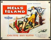 1c412 HELL'S ISLAND style B half-sheet movie poster '55 great art of sexy Mary Murphy with gun!