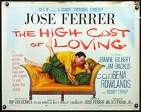 1c415 HIGH COST OF LOVING style A 1/2sheet '58 great romantic image of Gena Rowlands & Jose Ferrer!