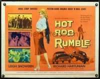 1c421 HOT ROD RUMBLE style A half-sheet '57 slick chicks, car racing drag strip shocks, rock & roll!