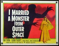 1c429 I MARRIED A MONSTER FROM OUTER SPACE 1/2sh '58 cool image of Gloria Talbott & monster shadow!