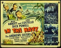 1c431 IN THE NAVY 1/2sh '41 cool art of Bud Abbott & Lou Costello as sailors & the Andrews Sisters!