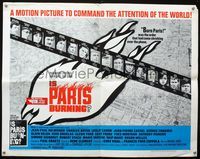 1c436 IS PARIS BURNING half-sheet movie poster '66 World War II all-star cast!