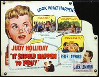 1c437 IT SHOULD HAPPEN TO YOU half-sheet poster '54 sexy Judy Holliday & Jack Lemmon's first role!