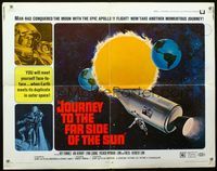 1c442 JOURNEY TO THE FAR SIDE OF THE SUN half-sheet '69 cool artwork of space ship with two Earths!