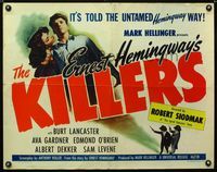 1c445 KILLERS half-sheet poster '46 Burt Lancaster, Ava Gardner, from Ernest Hemingway's story!