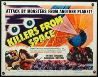 1c446 KILLERS FROM SPACE style B half-sheet '54 cool different art of monsters from another planet!