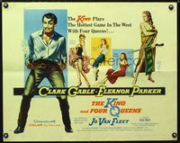 1c449 KING & FOUR QUEENS style A half-sheet poster '57 Clark Gable, Eleanor Parker, sexy babes!