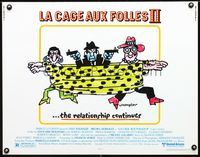 1c454 LA CAGE AUX FOLLES II half-sheet movie poster '81 Michel Serrault, great wacky Lou Myers art!