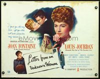 1c465 LETTER FROM AN UNKNOWN WOMAN style B half-sheet movie poster '48 Joan Fontaine, Louis Jourdan