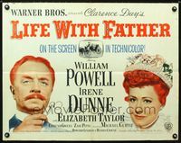 1c467 LIFE WITH FATHER half-sheet movie poster '47 cool art of William Powell & Irene Dunne!