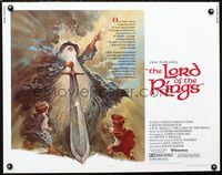 1c476 LORD OF THE RINGS half-sheet '78 J.R.R. Tolkien fantasy classic, Ralph Bakshi, Tom Jung art!