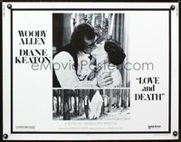 1c478 LOVE & DEATH style B half-sheet 75 great Woody Allen & Diane Keaton romantic kiss close up!