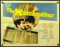 1c485 MATCHMAKER style B half-sheet '58 great image of Shirley MacLaine & Anthony Perkins in barrel!