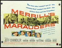 1c488 MERRILL'S MARAUDERS half-sheet movie poster '62 Samuel Fuller, Jeff Chandler