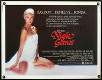1c512 NIGHT GAMES half-sheet movie poster '80 Roger Vadim's sexiest new discovery Cindy Pickett!