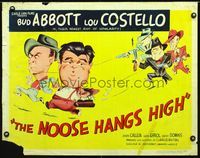 1c516 NOOSE HANGS HIGH half-sheet '48 great artwork of Abbott & Costello on the run from crooks!