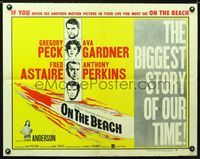 1c519 ON THE BEACH style B 1/2sh '59 art of Gregory Peck, Ava Gardner, Fred Astaire & Tony Perkins!