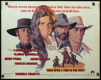 1c520 ONCE UPON A TIME IN THE WEST 1/2sh '68 Sergio Leone, art of Claudia Cardinale & Henry Fonda!