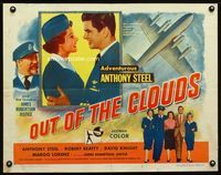 1c523 OUT OF THE CLOUDS half-sheet poster '57 airplane pilot Anthony Steel, James Robertson Justice