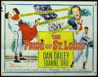 1c534 PRIDE OF ST. LOUIS half-sheet poster '52 Dan Dailey as Cardinals baseball player Dizzy Dean!