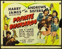 1c535 PRIVATE BUCKAROO half-sheet poster '42 Harry James playing trumpet with the Andrews Sisters!