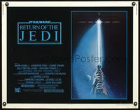 1c544 RETURN OF THE JEDI half-sheet movie poster '83 George Lucas, classic lightsaber artwork!