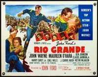 1c546 RIO GRANDE half-sheet movie poster R56 cool art of John Wayne & Maureen O'Hara, John Ford
