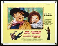 1c548 ROOSTER COGBURN half-sheet movie poster '75 John Wayne, Kate Hepburn