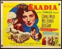 1c551 SAADIA style A half-sheet movie poster '54 Cornel Wilde, Mel Ferrer & Rita Gam in Morocco!