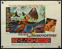 1c561 SHARKFIGHTERS style B half-sheet movie poster '56 one knife against a thousand knifed teeth!