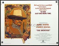1c562 SHOOTIST half-sheet movie poster '76 best Richard Amsel artwork of cowboy John Wayne!