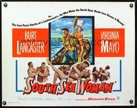 1c569 SOUTH SEA WOMAN half-sheet poster '53 leatherneckin' Burt Lancaster & sexy Virginia Mayo!