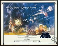 1c581 STAR WARS signed half-sheet movie poster '77 by Mark Hamill, George Lucas classic!