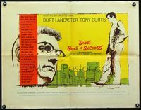 1c590 SWEET SMELL OF SUCCESS style A half-sheet '57 different art of Burt Lancaster & Tony Curtis!