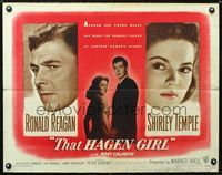 1c601 THAT HAGEN GIRL half-sheet poster '47 great close images of Ronald Reagan & Shirley Temple!