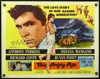 1c604 THIS ANGRY AGE style A half-sheet poster '58 Anthony Perkins & nearly naked Silvana Mangano!
