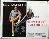 1c608 THUNDERBOLT & LIGHTFOOT style C half-sheet poster '74 artwork of Clint Eastwood with HUGE gun!
