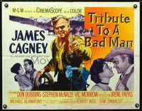 1c612 TRIBUTE TO A BAD MAN half-sheet movie poster '56 cowboy James Cagney, Irene Papas