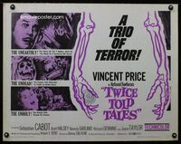 1c614 TWICE TOLD TALES half-sheet poster '63 Vincent Price, Nathaniel Hawthorne, unholy horror!