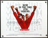 1c622 VICTORY half-sheet movie poster '81 John Huston, soccer, Sylvester Stallone, Pele, Jarvis art!