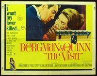1c625 VISIT half-sheet movie poster '64 Ingrid Bergman wants to kill her lover Anthony Quinn!