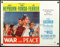 1c629 WAR & PEACE half-sheet movie poster '56 Audrey Hepburn, Henry Fonda, Leo Tolstoy