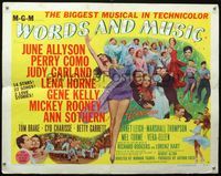 1c645 WORDS & MUSIC style A 1/2sheet '49 Judy Garland, Lena Horne, Janet Leigh, Mickey Rooney, etc!