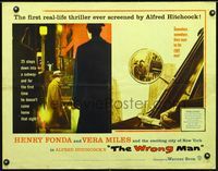 1c647 WRONG MAN half-sheet movie poster '57 Henry Fonda, Vera Miles, Alfred Hitchcock