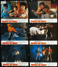 1d420 WHEELS ON MEALS 6 Hong Kong export movie lobby cards '84 Jackie Chan, kung fu comedy!
