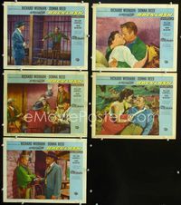 1d450 BACKLASH 5 movie lobby cards '56 Richard Widmark knew Donna Reed's lips but not her name!